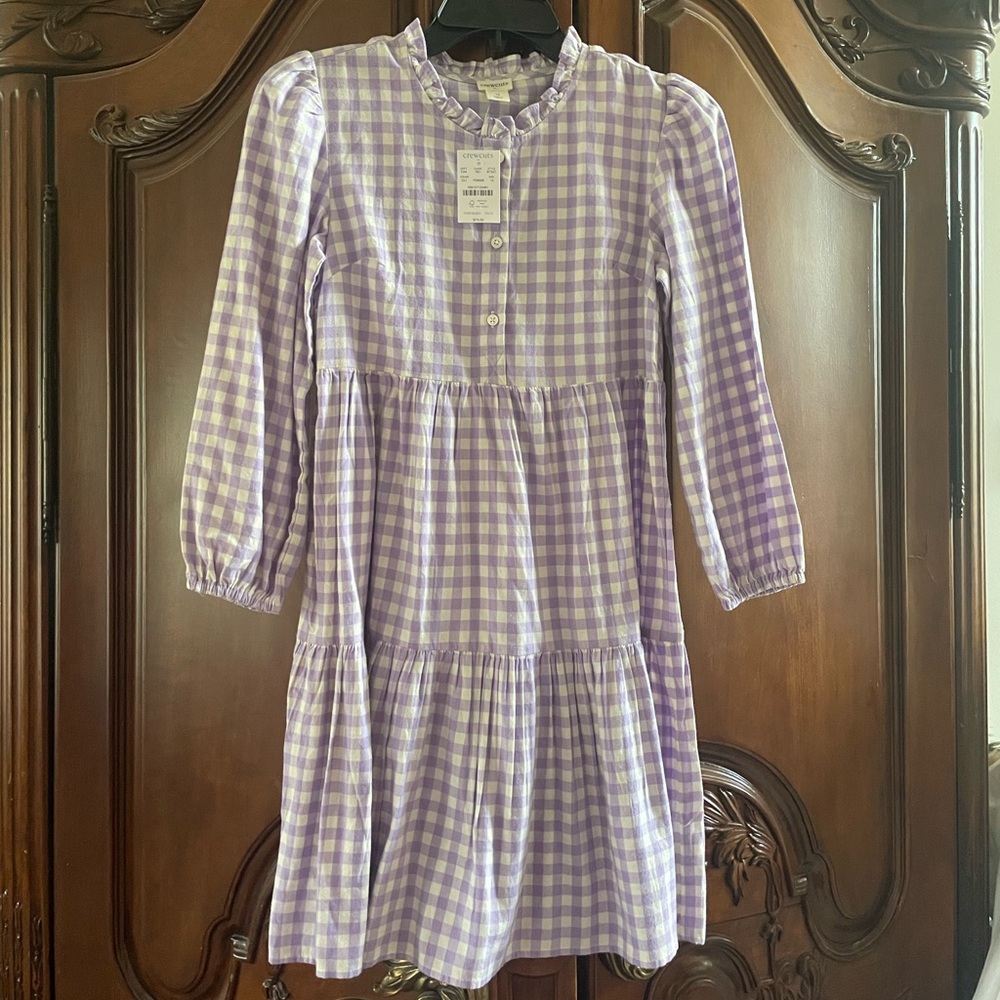 Crewcuts Lavender Gingham Tiered Dress